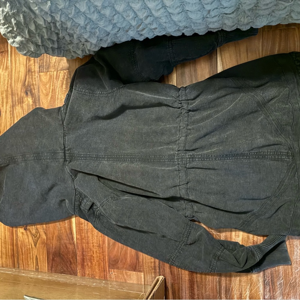 We The‎ Free Black Hooded Utility Jacket Medium Washed Cotton Parka - Picture 6 of 6